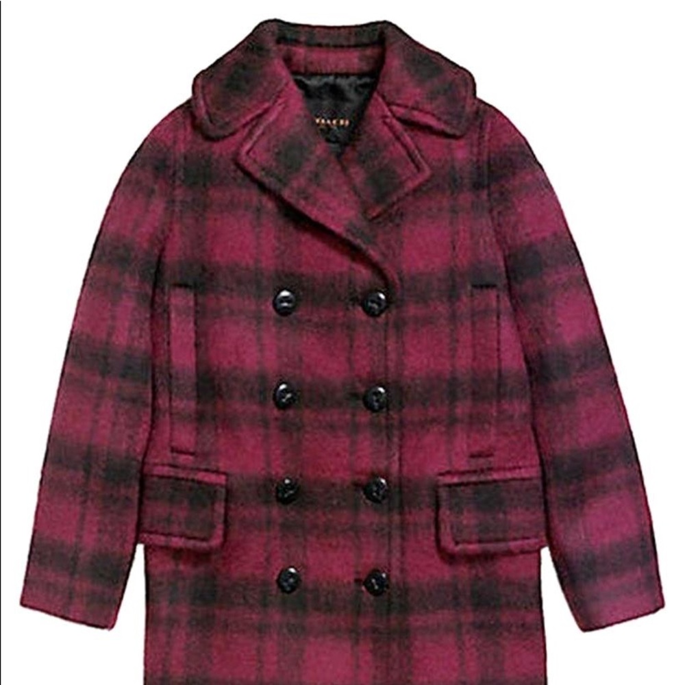 Coach plaid long peacoat